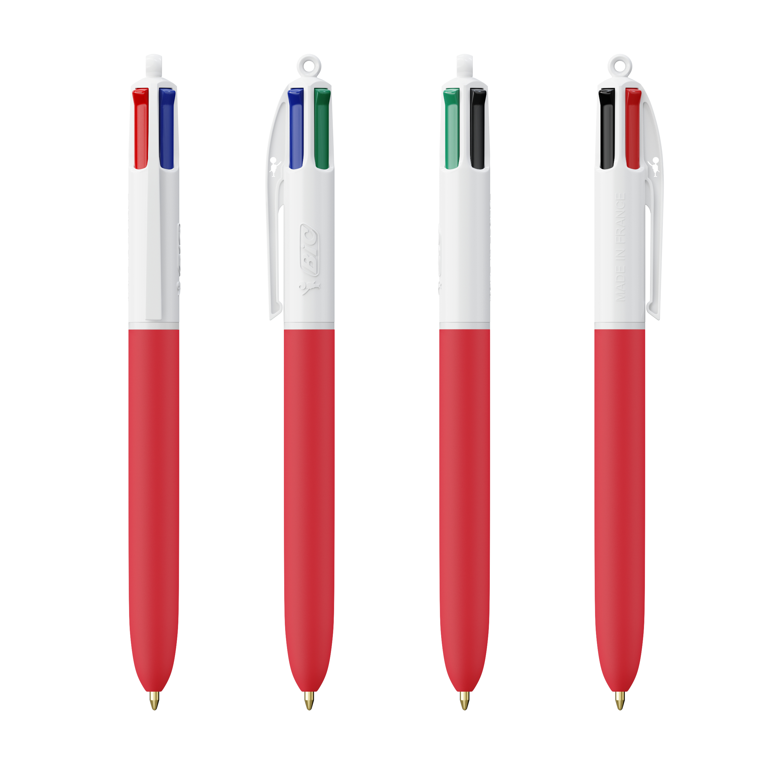 Stylo BIC® publicitaire 4 Couleurs Soft Blanc - rouge soft